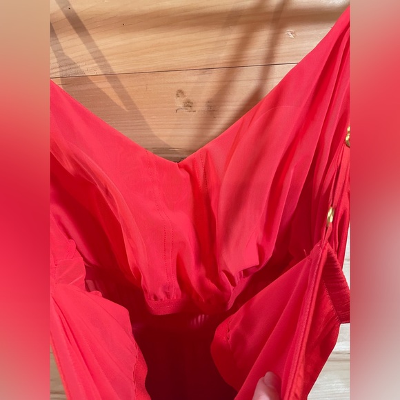Crinkle Satin Dress in Poppy Red Size XL - Picture 13 of 15